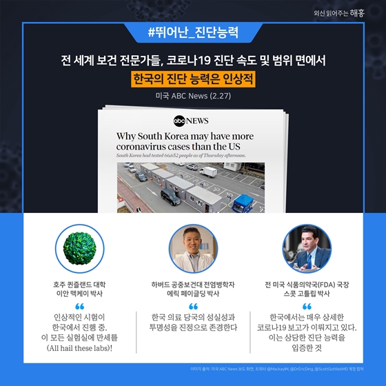 한국의 코로나19 대응 조치, 외신과 해외 전문가 반응 