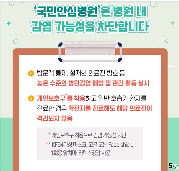 국민안심병원의 운영방침 <출처=질병관리본부>