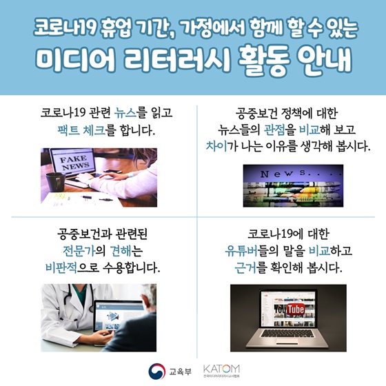 가정에서 함께 할 수 있는 미디어 리터러시 활동