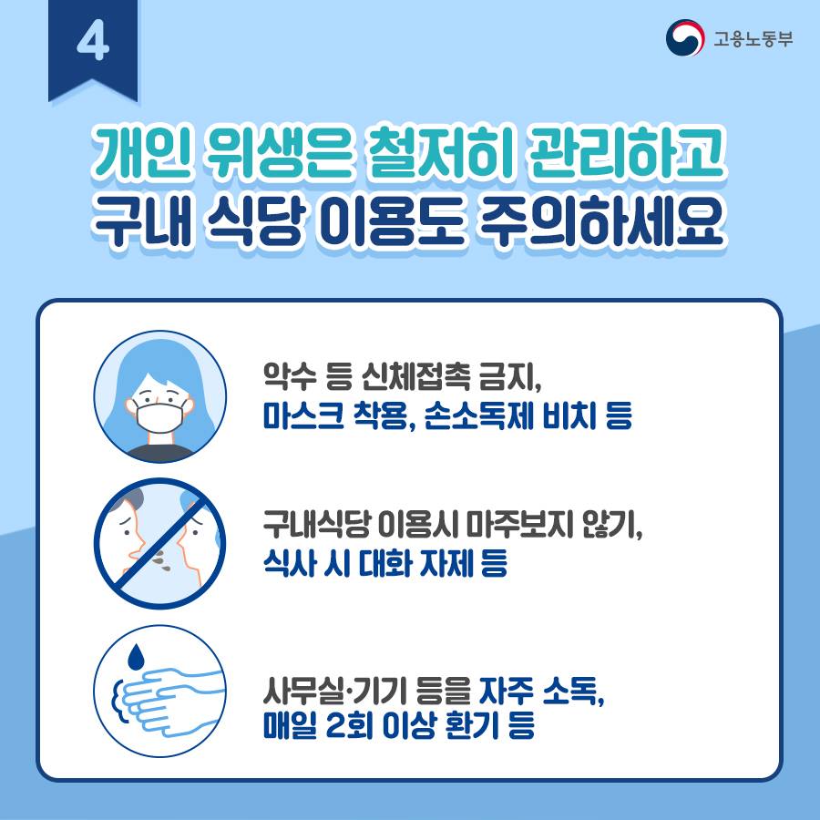 코로나19 예방을 위한 일터에서의 사회적 거리두기