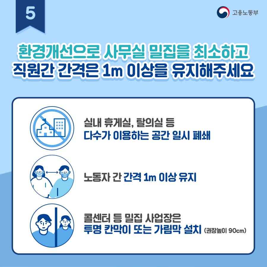 코로나19 예방을 위한 일터에서의 사회적 거리두기