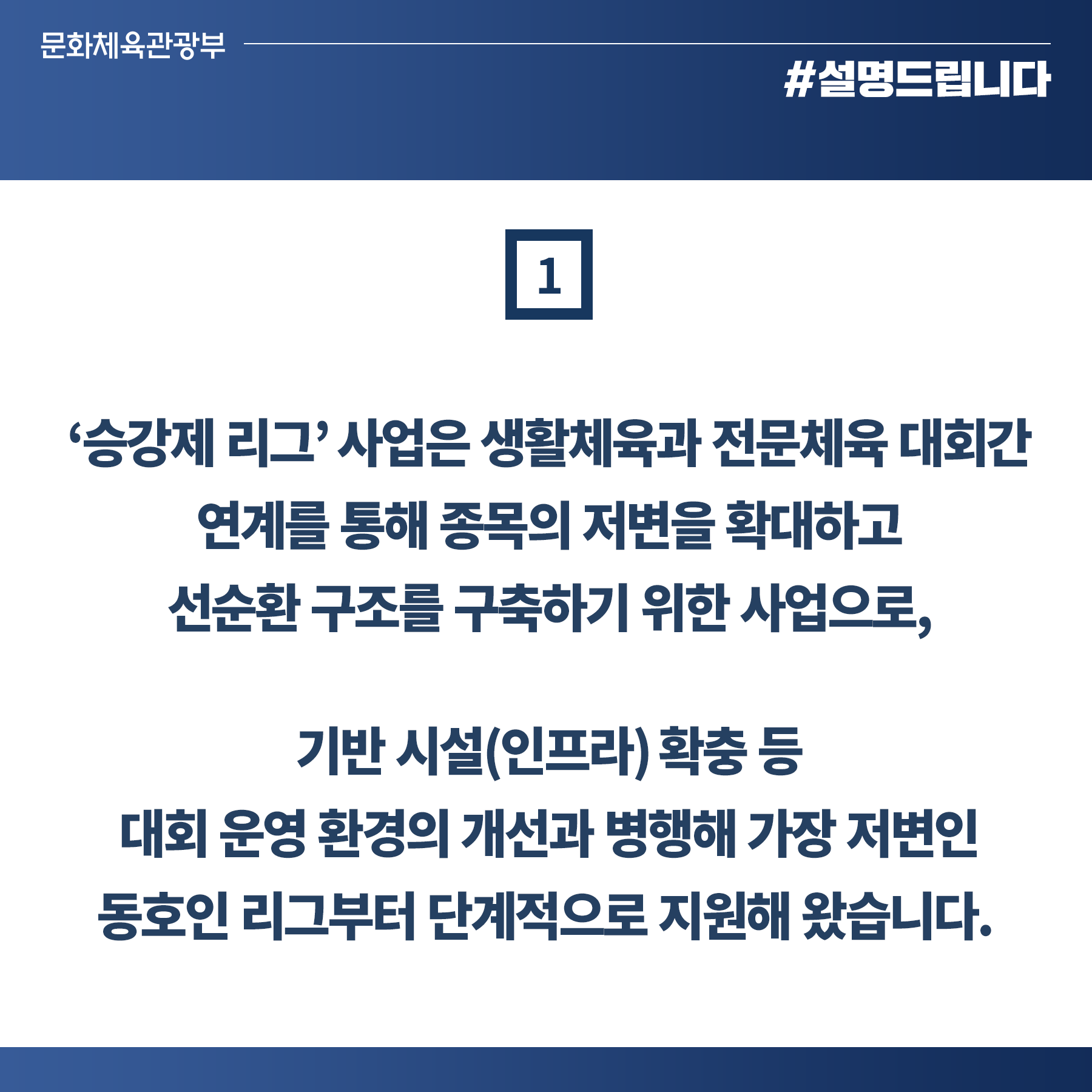 ‘승강제 리그’ 도입, 야구 등 종목별 특성 맞게 단계적 도입