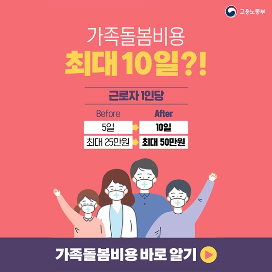 가족돌봄비용 최대 10일?!