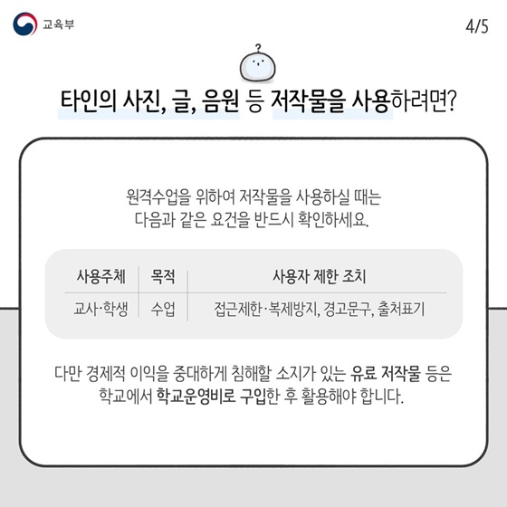 원격수업을 위한 저작물, 이렇게 이용해주세요! - 학교편