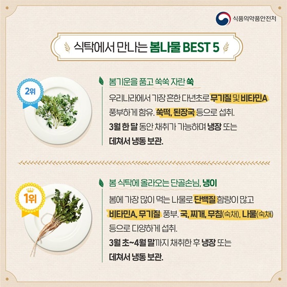 식탁에서 만나는 봄나물 BEST 5