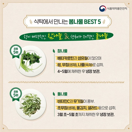 식탁에서 만나는 봄나물 BEST 5