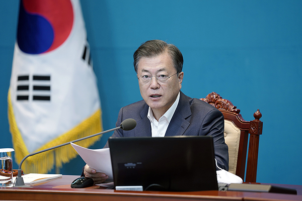 문재인 대통령이 20일 오후 청와대에서 수석·보좌관 회의를 주재하고 있다. (사진=청와대)