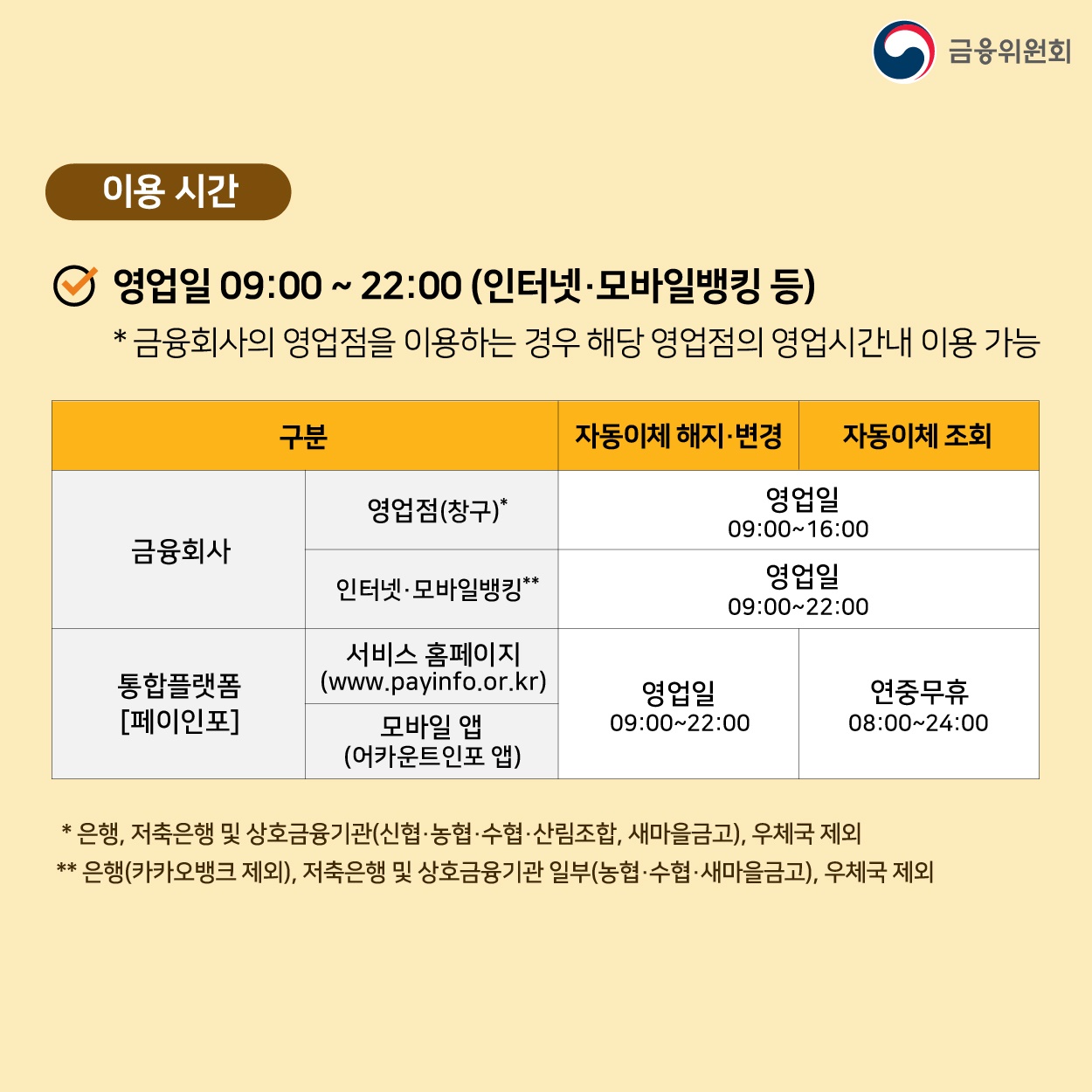 은행 및 제2금융권 간 자동이체 변경 한 번에!