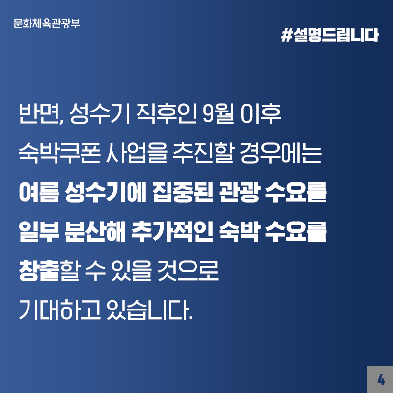 숙박쿠폰, 성수기에 집중된 관광 수요 일부 분산해 추가 숙박 수요 창출 계획