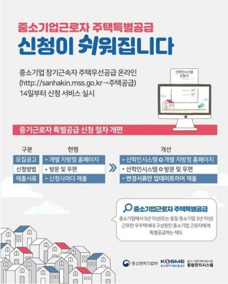 정부는 중소기업 재직자에게 주택을 특별공급하고 있다.(출처=중소벤처기업부)