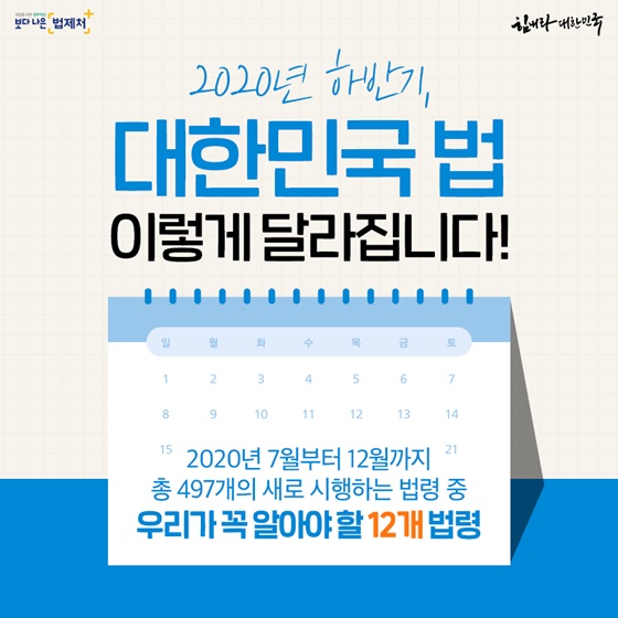 2020년 하반기 대한민국 법 이렇게 달라집니다!