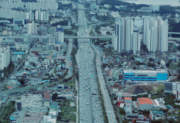 경찰청 헬기에서 본 신갈IC 인근 경부고속도로의 모습.