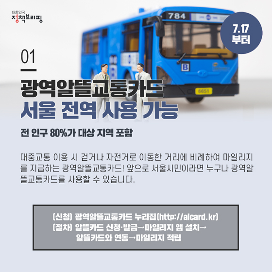 [주간정책노트] 교통비 최대 30% 할인해주는 광역알뜰교통카드, 서울시 전역으로 확대됩니다