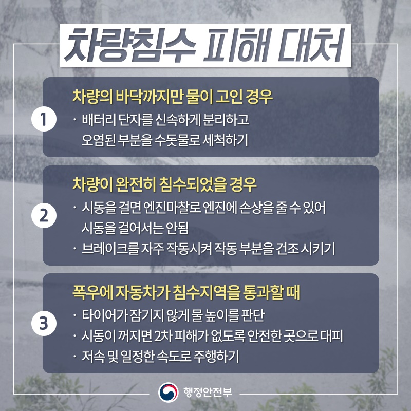 장마·집중호우 행동요령, 침수 피해 이렇게 대처하세요!