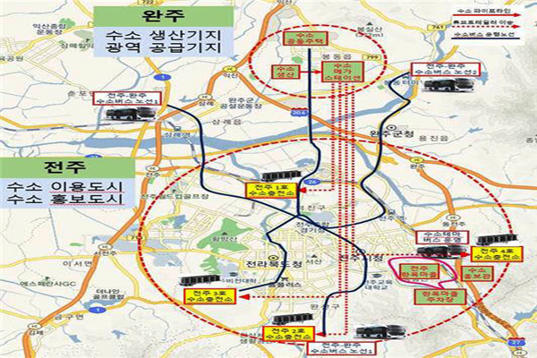 전북 전주와 완주의 수소시범도시 계획도. <사진=국토교통부 제공>