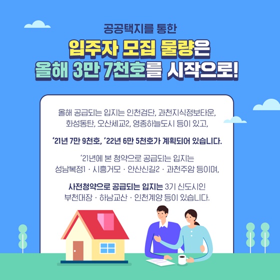 경기남부·인천 58만호 공급! 내년까지 18만호 공급합니다