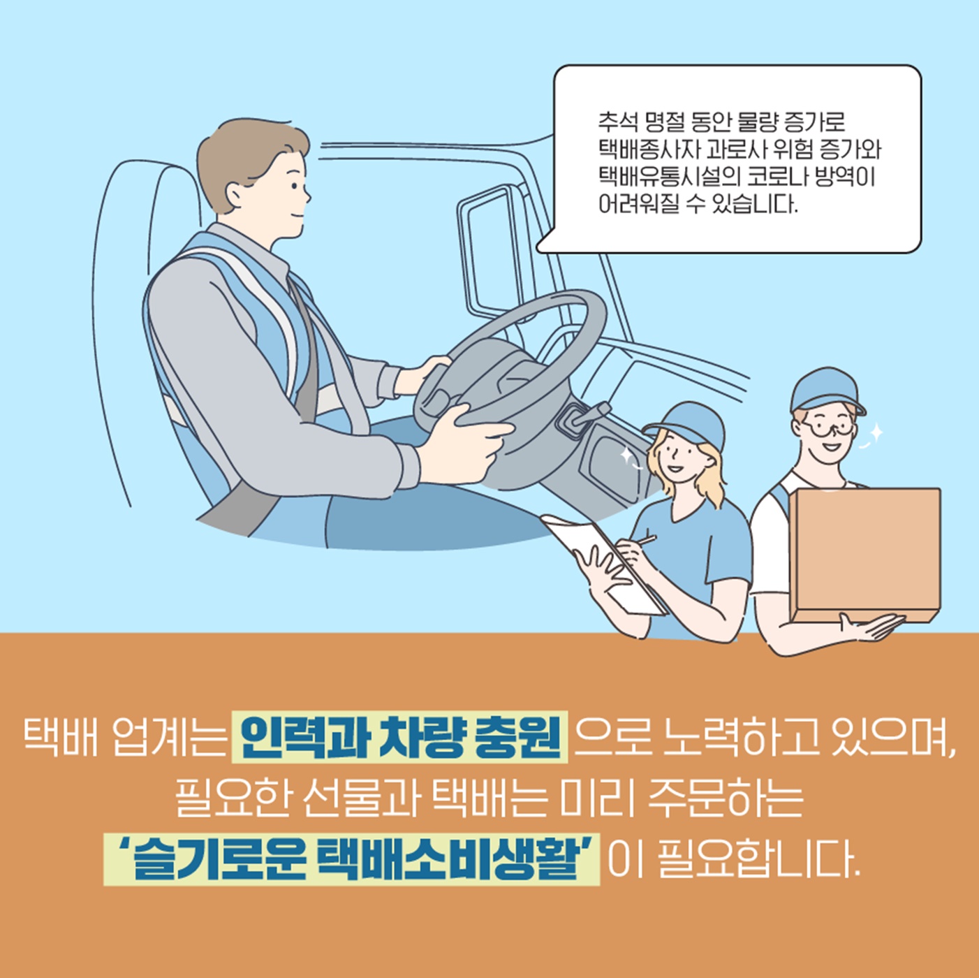 추석명절 택배 주문 배송 흩어져야 산다!