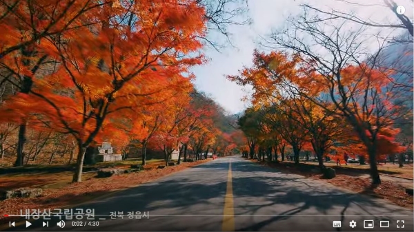 지난 해 가을 유튜브 국립공원TV에 업로드된 단풍 영상물(출처=https://youtu.be/Li7RLHlFY0M).