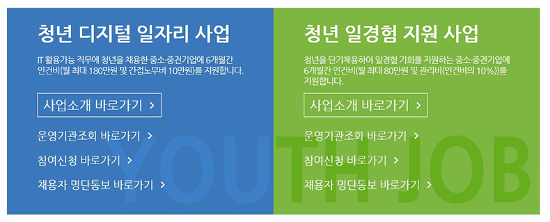 ‘청년 디지털 일자리·일경험 지원사업’ 누리집 ☞ http://www.work.go.kr/youthjob