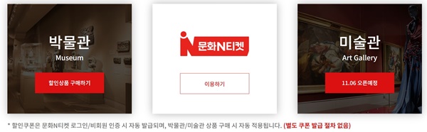 22일부터 문화n포털에서 박물관을 시작으로 미술관, 영화 등의 입장권 할인을 받을 수 있다