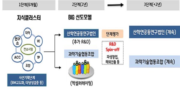 공공연구성과기반 BIG 선도모델 구축 사업 흐름도.