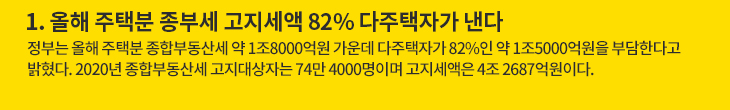 1. 올해 주택분 종부세 고지세액 82% 다주택자가 낸다
