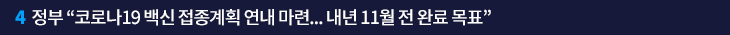 4. 정부 “코로나19 백신 접종계획 연내 마련…내년 11월 전 완료 목표”