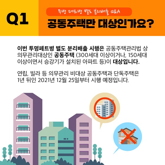 12월 25일부터 전국 공동주택에서 투명페트병 별도 분리배출 시작됩니다.