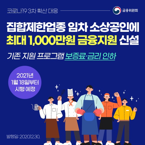 1월 18일부터 소상공인 2차대출, 집합제한업종 임차소상공인 1000만원 추가대출 10