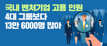 5. 국내 벤처기업 고용 인원 4대 그룹보다 13만 6000명 많아