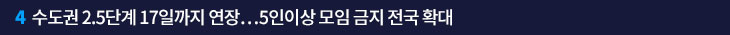 4. 수도권 2.5단계 17일까지 연장…5인이상 모임 금지 전국 확대 