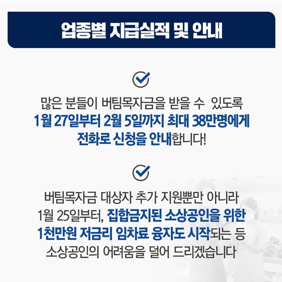 업종별 지급실적 및 안내