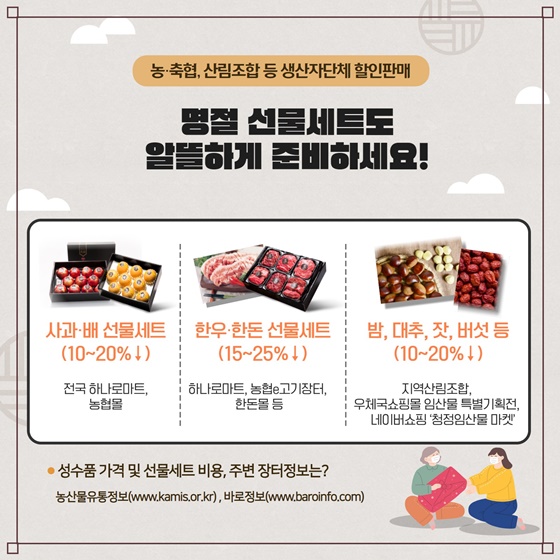 [농·축협, 산림조합 등 생산자단체 할인판매] 명절 선물세트로 알뜰하게 준비하세요!