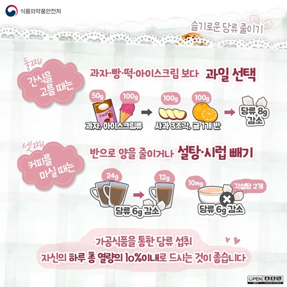 둘째. 간식을 고를 때는 과자· 빵·떡·아이스크림 보다 과일 선택
