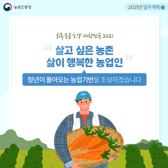 청년이 돌아오는 농업기반을 조성하겠습니다