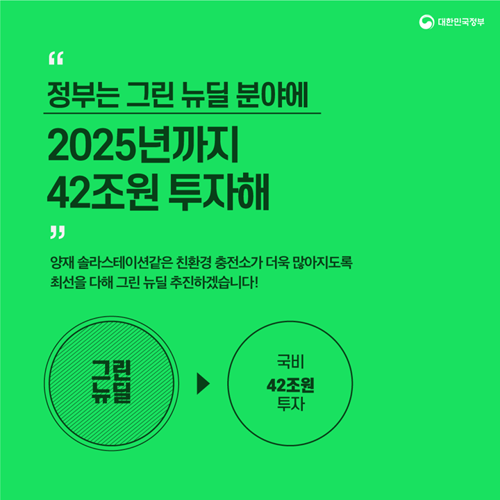 “정부는 그린 뉴딜 분야에 2025년까지 42조원 투자해”