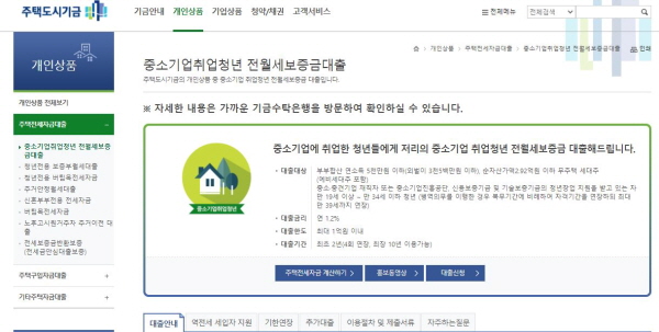 중기청이라고도 불리는, 중소기업청년 전월세보증금 대출