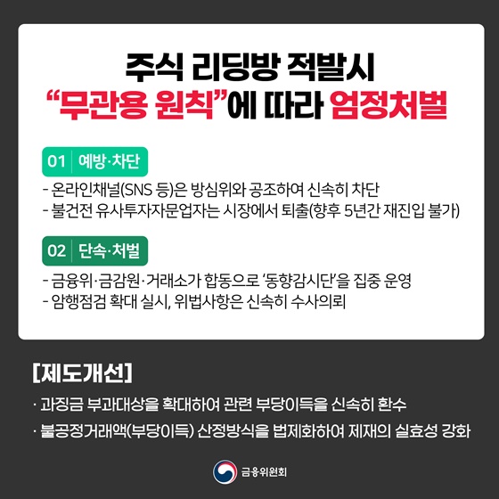 주식 리딩방 적발시 “무관용 원칙”에 따라 엄정처벌