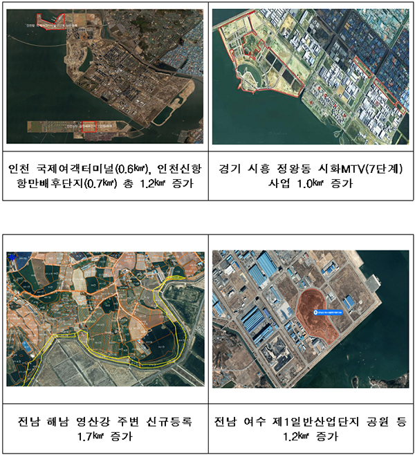 주요 국토면적 증가 사유.