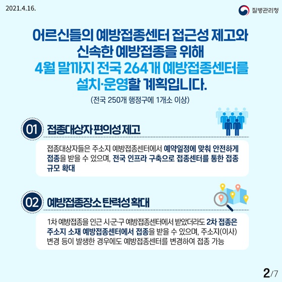 4월 말까지 전국 264개 예방접종센터를 설치·운영할 계획입니다.