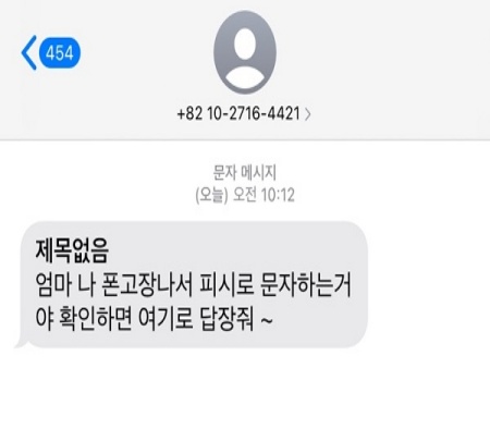 내가 실제로 받은 스미싱 문자.