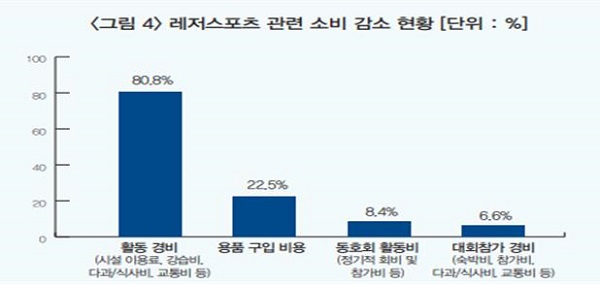 <그림 4> 레저스포츠 관련 소비 감소 현황 [출처: 2020년 레저스포츠산업 실태조사(한국스포츠정책과학원, 2020)