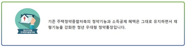 청년우대형 청약통장은 추가 혜택이 있다.(출처 : 주택도시기금)