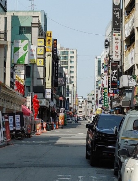 많은 자영업자들이 밀집되어 있는 시내.