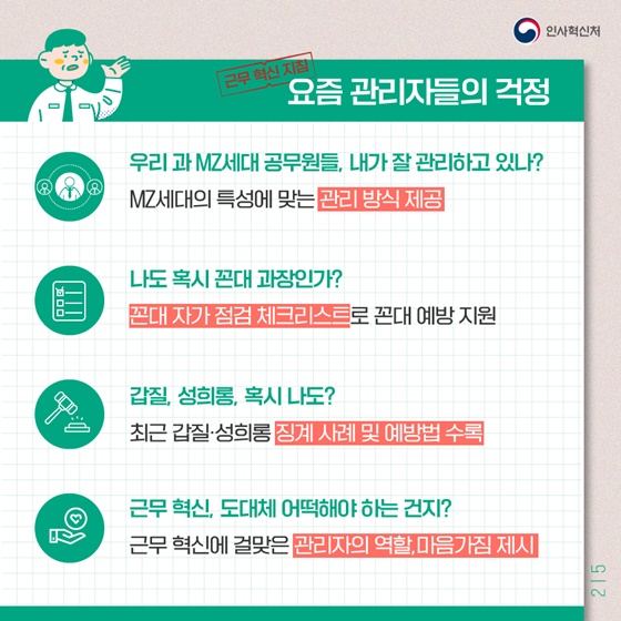 [근무 혁신 지침] 요즘 관리자들의 걱정