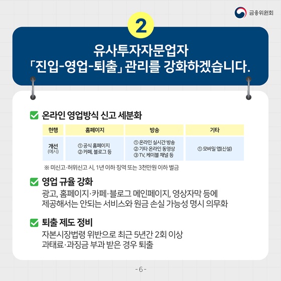 2. 유사투자자문업자 「진입-영업-퇴출」관리를 강화하겠습니다.