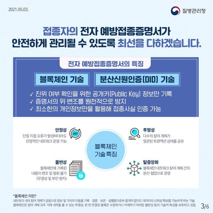 전자 예방접종증명서 안전하게 관리
