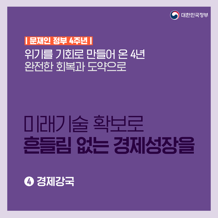 위기를 기회로 만들어 온 4년 완전한 회복과 도약으로 ④경제강국