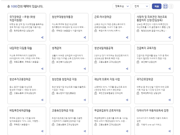 보조금24 혜택 전체보기.
