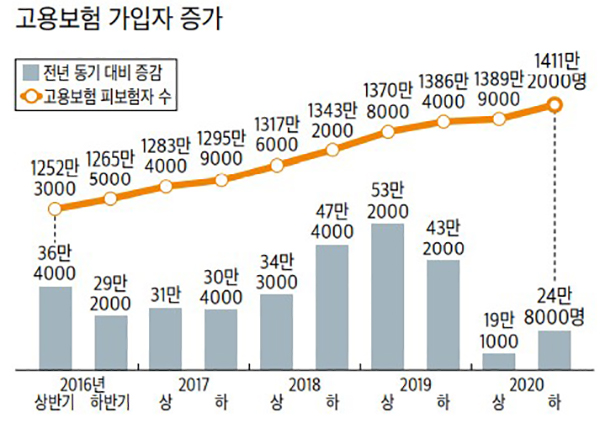 고용보험 가입자 증가 현황